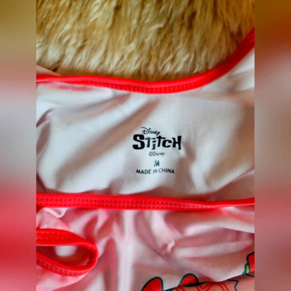 Disney Stitch Girl's One Piece Swimsuit Light Pink Tie Dyed Size  M(7/8)NWT - Picture 3 of 16